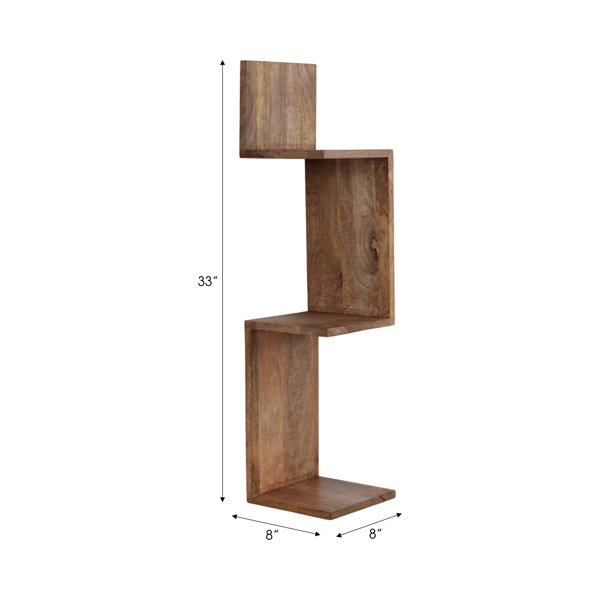 Loon Peak® Neutral Modern Mange Wood Brown Zig Zag Corner Loon Peak® Neutral Modern Mange Wood Brown Zig Zag Corner